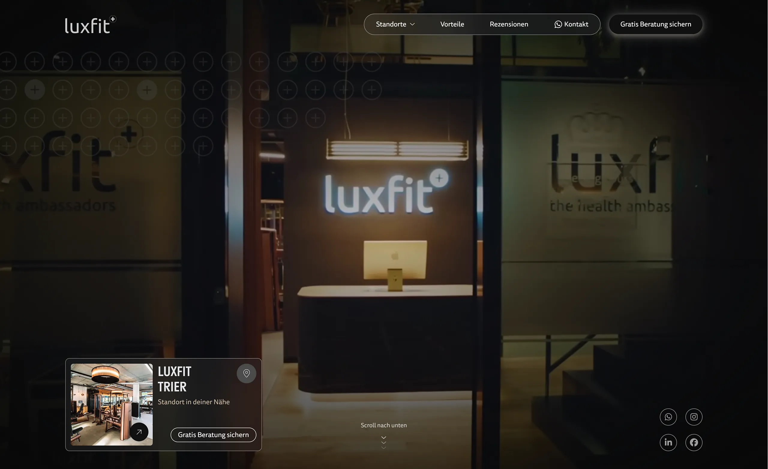 Startseite der Luxfit Website