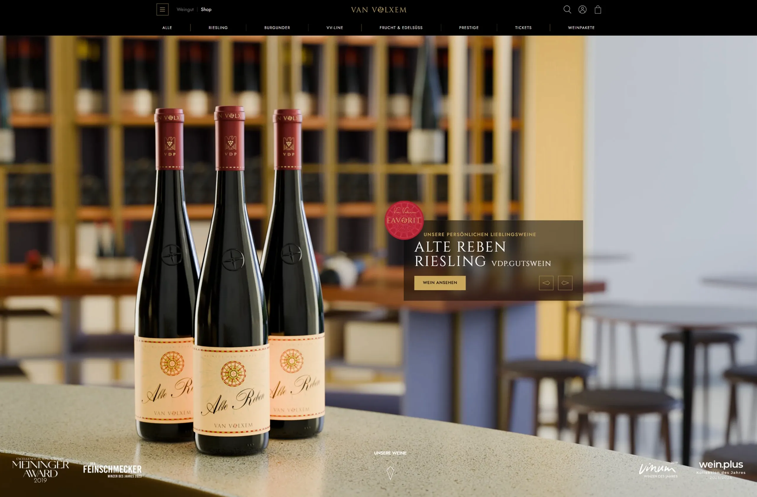 Startseite des Van-Volxem-Onlineshops