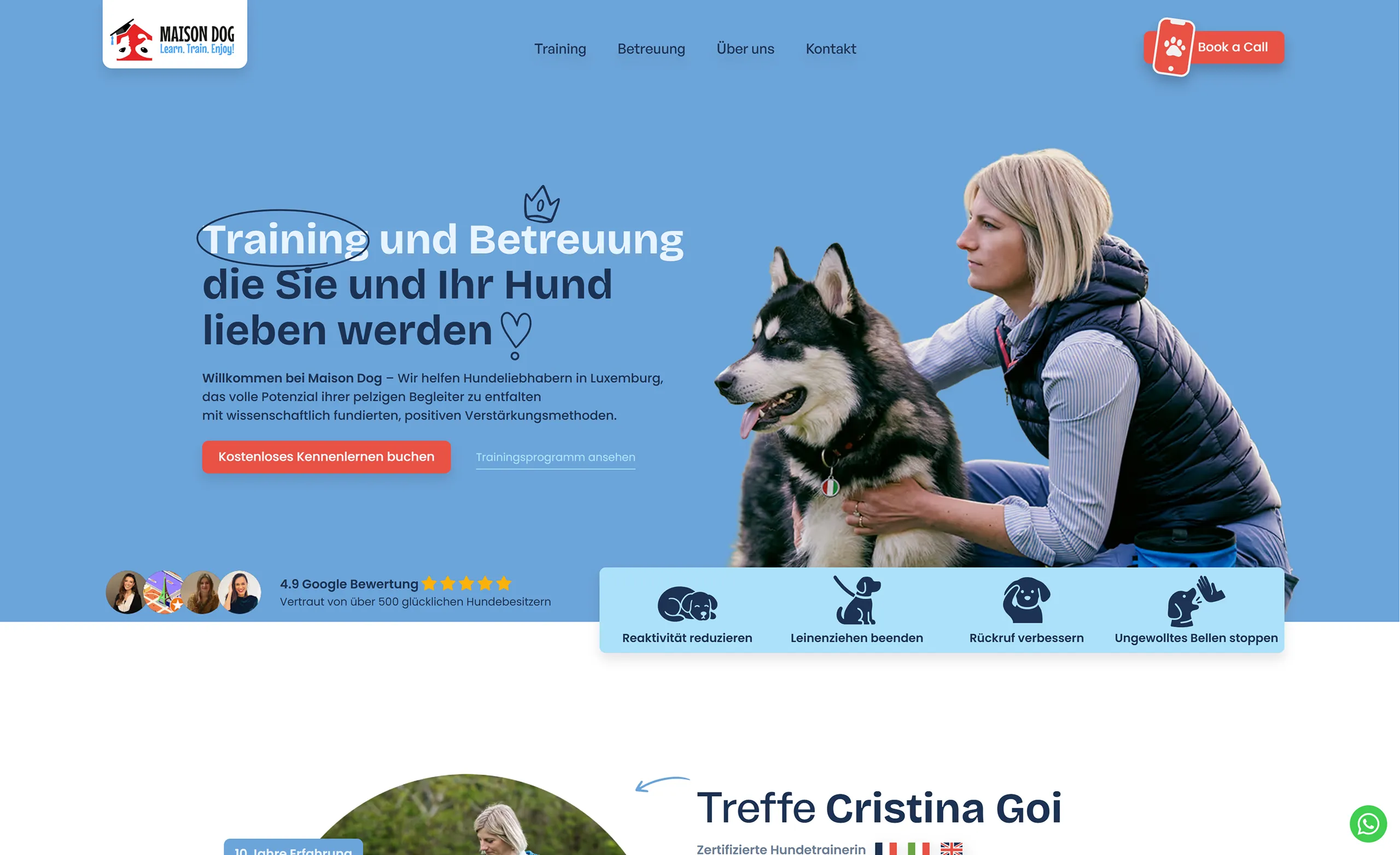 Startseite der Maison Dog Website