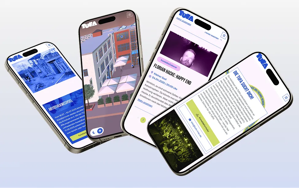 Mobile Ansichten der TUFA-Website