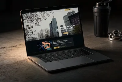 Von LEWO realisierte PRIME TIME fitness Plattform auf einem Laptop